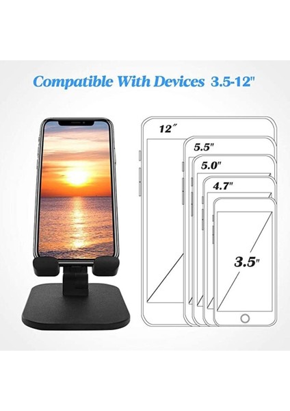 Katlanabilir Siyah Masaüstü Telefon Tutucu ve Standı / Ayarlanabilir Stand fırsatları