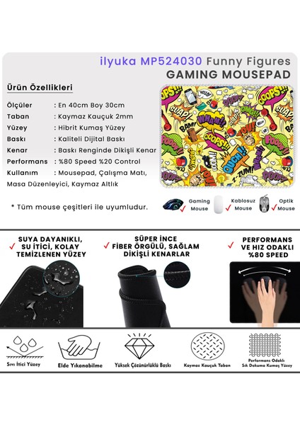 Mouse Pad 40X30 cm Funny Figures Ilyuka MP524030 Gaming Oyuncu Dikişli Kenar Pürüzsüz Yüzey Kaymaz Kauçuk Taban indirimleri