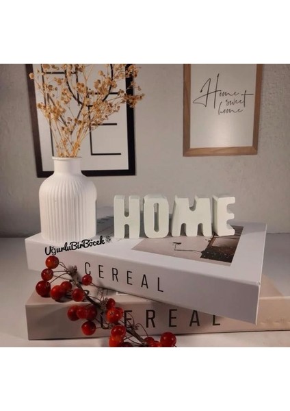 Home Yazısı ve Vazo Takım Biblo Hediyelik Dekoratif 2li Takım