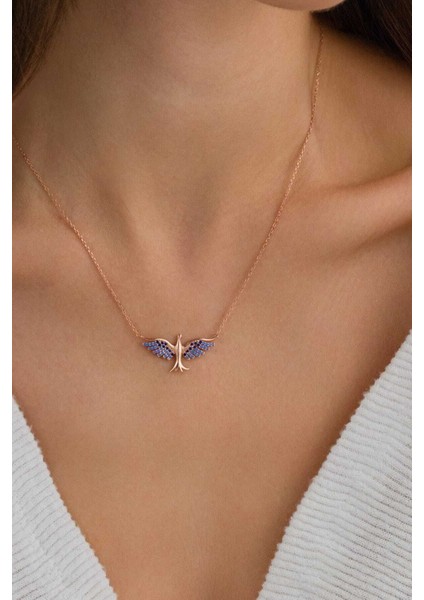 Kadın 925 Ayar Gümüş Anka Kuşu Taşlı Kolye Şık Tasarım fiyatları