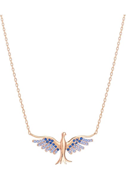 Kadın 925 Ayar Gümüş Anka Kuşu Taşlı Kolye Şık Tasarım modelleri