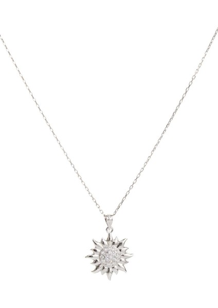 925 Ayar Gümüş Şık Tasarım Taşlı Güneş Kadın Kolye modelleri