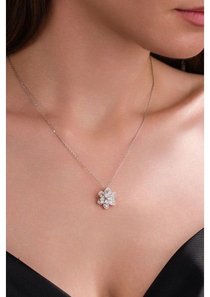 925 Ayar Gümüş Beyaz Lotus Çiçeği Kolye fiyatları