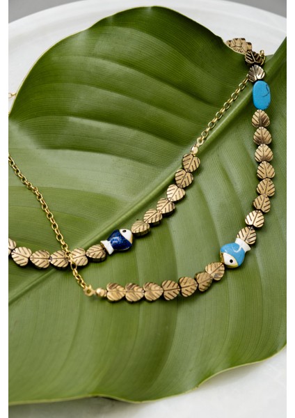 Ocean Odyssey Şans Balığı Kolye (Turkuaz)- Gümüş Üzeri Altın Kaplama fiyatları