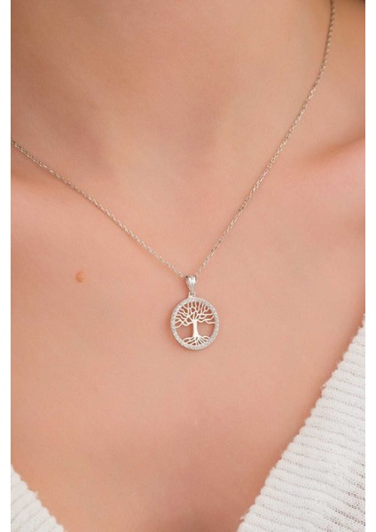 925 Ayar Gümüş Şık Tasarım Hayat Ağacı Kadın Kolye fiyatları