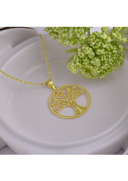925 Ayar Gümüş Telkari Hayat Ağacı Gold Kolye modelleri
