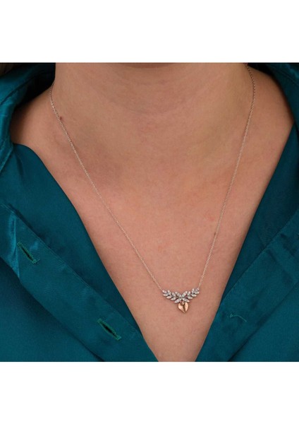 925 Ayar Gümüş Sallantılı Kalpli Zeytin Dalı Kolye fırsatları