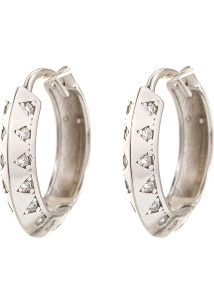 925 Ayar Gümüş Zirkon Taşlı Halka Küpe modelleri