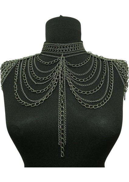Gotik Zincir Omuz Aksesuarı - Özel Tasarım Alüminyum Zincirli Zırh Modeli