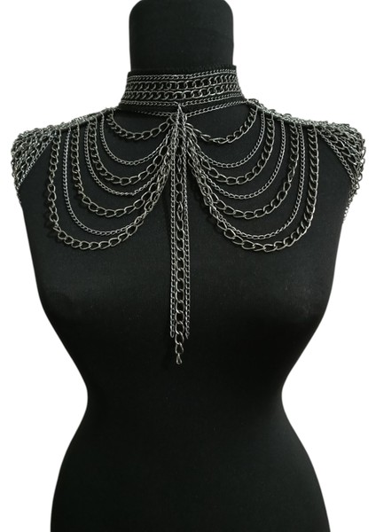 Gotik Zincir Omuz Aksesuarı - Özel Tasarım Alüminyum Zincirli Zırh Modeli fiyatları