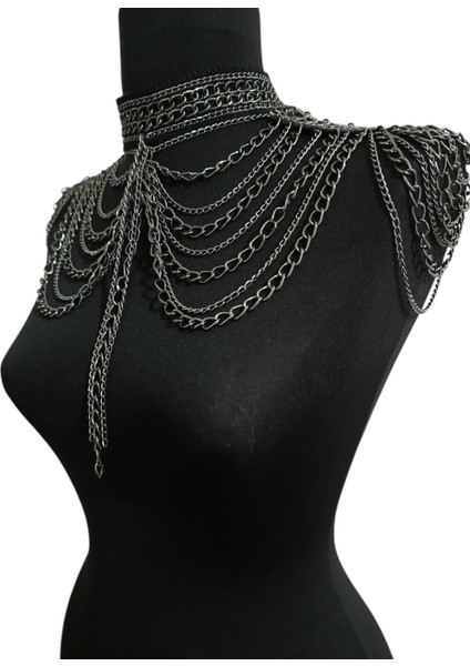 Gotik Zincir Omuz Aksesuarı - Özel Tasarım Alüminyum Zincirli Zırh Modeli modelleri