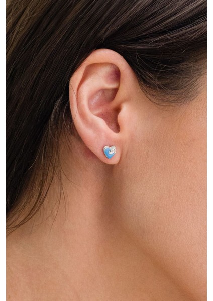 Dalga Desenli Kalp Gümüş Küpe 925 Ayar fiyatları