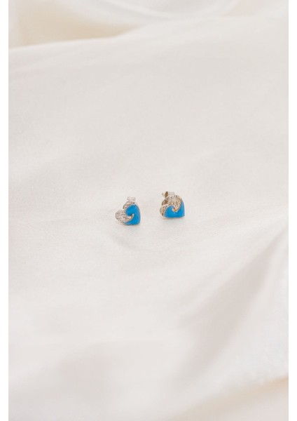 Dalga Desenli Kalp Gümüş Küpe 925 Ayar modelleri