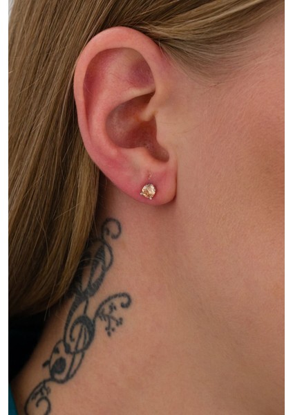 925 Ayar Gümüş Pırlanta Montür Sarı Taşlı Tektaş Küpe fiyatları