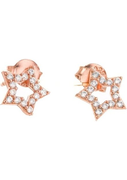 925 Ayar Gümüş Rose Yıldız Çivili Küpe modelleri