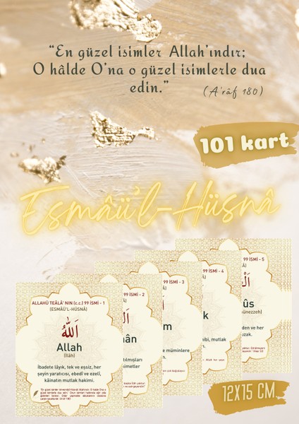 Esmâü'l-Hüsnâ - Zerre-i Nûr Serisi - Metalik Altın Özel Seri