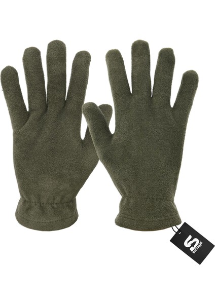 3'lü Kışlık Set Polar Bere, Eldiven, Boyunluk - Warm - Haki - (SBLN.008)