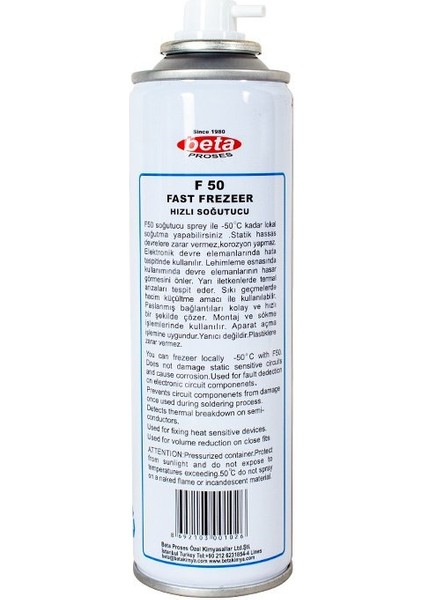 Soğutucu Sprey Beta F-50 Fast Frezeer 200 ml Kt-50 GO50607299080