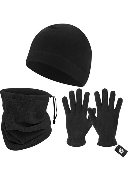 3'lü Kışlık Set Polar Bere, Eldiven, Boyunluk - Warm - Siyah - (SBLN.008)