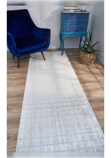 Halı Riena 1152 Krem Yumuşak Dokulu Yıkanabilir Ince Kadife Dokuma Taban Saten Bambu Halı