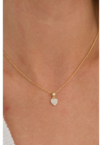 925 Ayar Gümüş Taş Işlemeli Kadın Kalp Kolye fiyatları