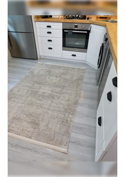 Halı Riena 1162 Latte Yumuşak Dokulu Yıkanabilir Ince Kadife Dokuma Taban Saten Bambu Halı
