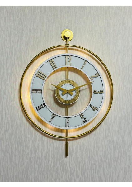 Metal camlı duvar saat 50x70 cm, ışıklı, şeffaf ve beyaz detaylar fırsatları