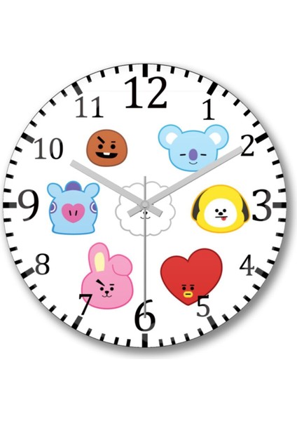 Turuncu Karakterli Duvar Saati, 100x110 cm, Bombeli Gerçek Cam, Eğlenceli ve şık tasarım