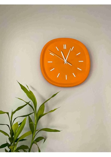 Renkli Kare Duvar Saati, Turuncu, 26 cm, Geometrik Tasarım, Pilli, Dekoratif fiyatları