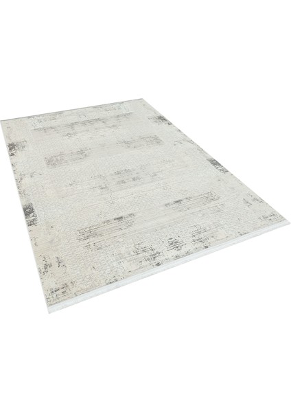 Halı Riena 1191 Gri Yumuşak Dokulu Yıkanabilir Ince Kadife Dokuma Taban Saten Bambu Halı