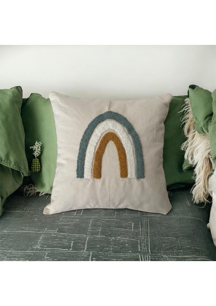 Gökkuşağı Desenli, Punch Işlemeli Kırlent Kılıfı 40 cm x 40 cm fiyatları