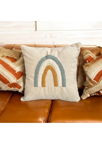 Gökkuşağı Desenli, Punch Işlemeli Kırlent Kılıfı 40 cm x 40 cm modelleri