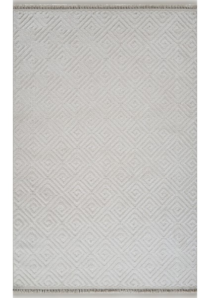 Halı Anemon 6812 Krem Yumuşak Dokulu Iskandinav Motifli Kaymaz Yıkanabilir Modern Halı