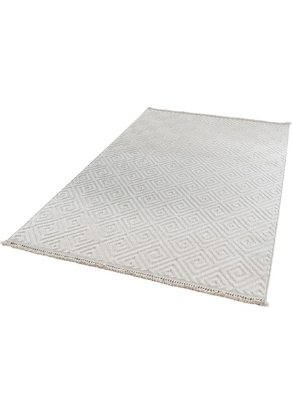 Halı Anemon 6812 Krem Yumuşak Dokulu Iskandinav Motifli Kaymaz Yıkanabilir Modern Halı