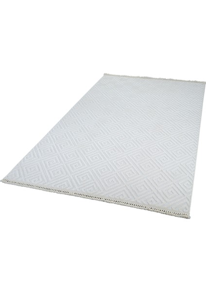 Halı Anemon 6811 Beyaz Yumuşak Dokulu Iskandinav Motifli Kaymaz Yıkanabilir Modern Halı