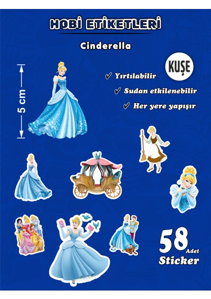 Sevimli Cinderella Hobi Etiket Seti