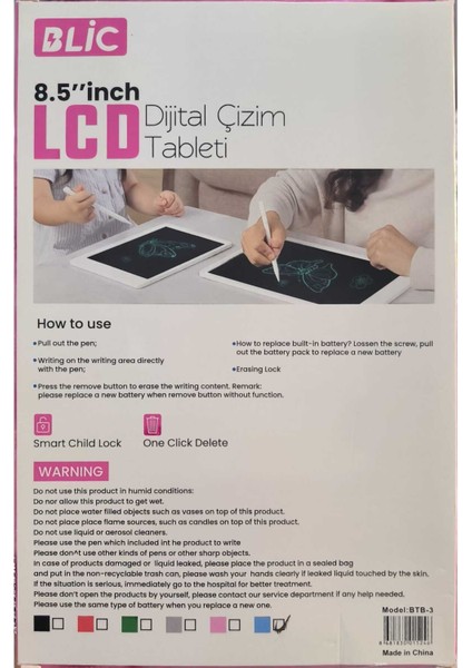 Btb-3 LCD Çizim Tableti Çocuklar İçin fiyatları