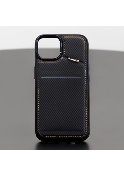 Iphone 16 Promax Uyumlu Cüzdanlı ve Kartlıklı Carbon Kılıf