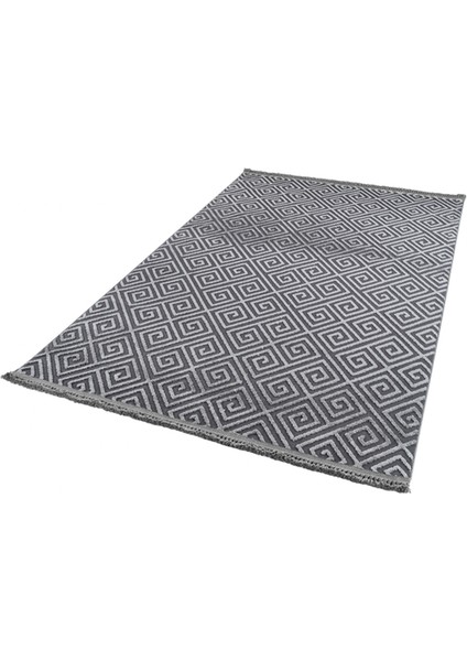 Halı Anemon 6815 Antrasit Yumuşak Dokulu Iskandinav Motifli Kaymaz Yıkanabilir Modern Halı