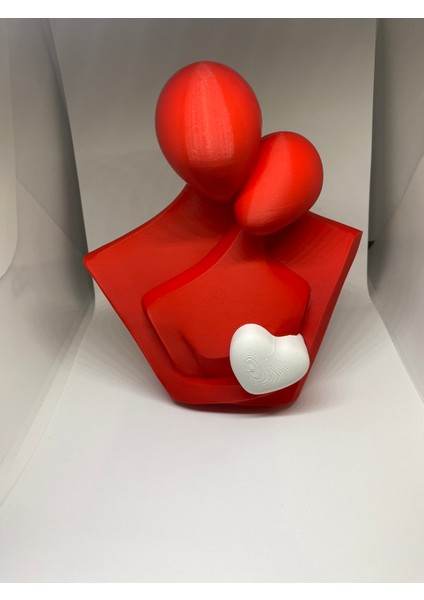 Minimalist Aile Figürü Dekoratif Heykel – Kırmızı & Beyaz