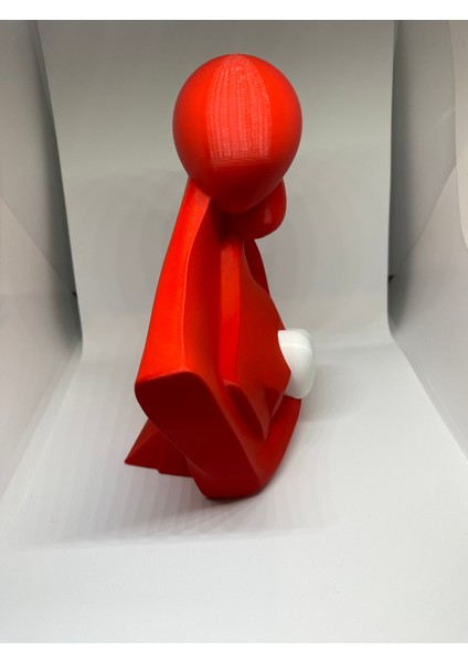 Minimalist Aile Figürü Dekoratif Heykel – Kırmızı & Beyaz modelleri