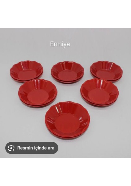 12 Adet Ermiya Acem Melamin Kahveci Çay Tabağı+12 Adet Çay Kaşığı Çelik Bedava
