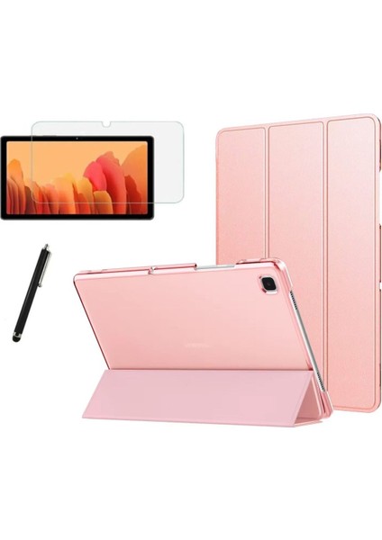 Samsung Galaxy Tab S6 Lite SM-P610 10.4" Kılıf + Ekran Koruyucu + Kalem Smart Cover Katlanabilir Standlı Akıllı Rose Gold
