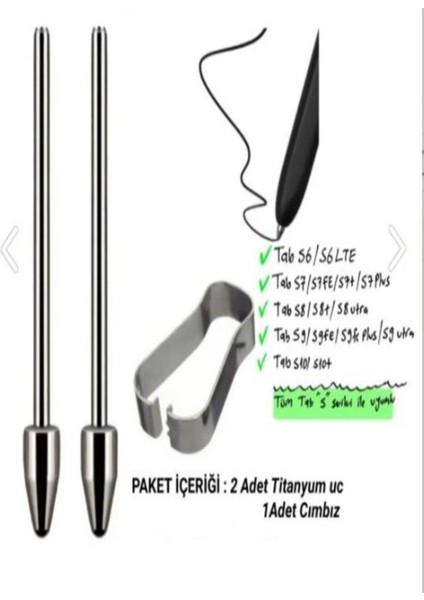 Titanyum Alaşımlı Samsung Spen Kalem Ucu S6/S6LTE/S7/S7FE/S7ULTRA/S8/S8 Ultra/s9 (Sınırsız Kullanım)