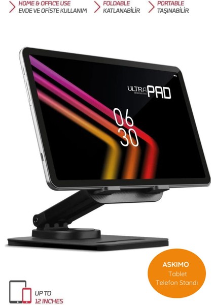 4 Eksenli 360 Derece Teleskopik Tüm Tablet ve Telefonla Uyumlu Ayaklı Stand Tablet Tutucu