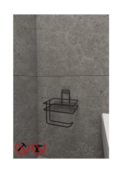 Banyo Yapışkanlı Tuvalet Kağıtlığı Tutacağı Askısı Mat Siyah Metal Tuvalet Kağıtlık Tuvalet Kağıdı Standı Banyo Düzenleyici