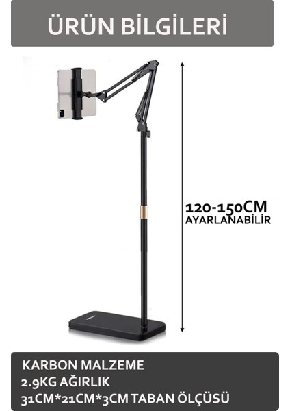 Tablet Telefon Tutucu Yükseklik Ayarlı Ayaklı Stand Siyah Tutucu modelleri