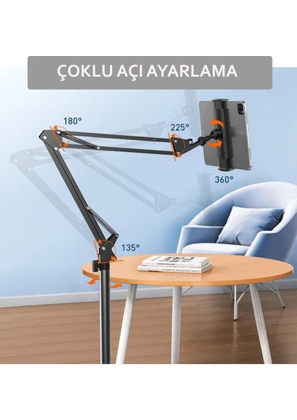 Tablet Telefon Tutucu Yükseklik Ayarlı Ayaklı Stand Siyah Tutucu fırsatları