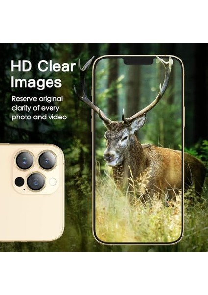 Trend iPhone 16 Pro ve iPhone 16 Pro Max Kamera Camı Lens Koruyucu Halka Set - Çöl Titanyum
