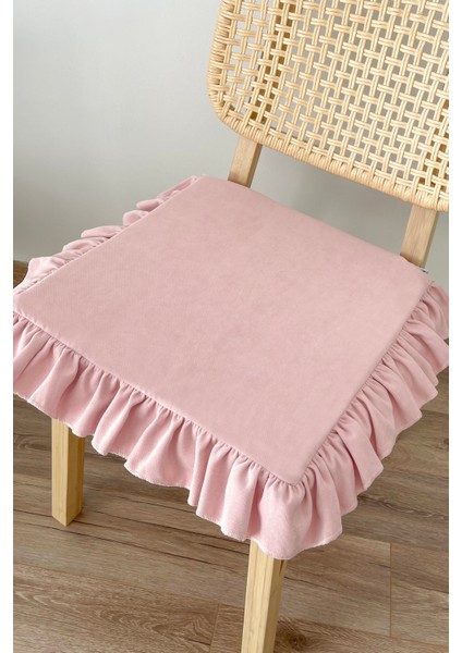 Fırfırlı Pembe Iskandinav Sandalye Minderi